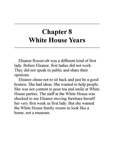 8 Who Was Eleanor Roosevelt 9 Chapter 8 White House Years -- 绘本听读宝在线台词全文