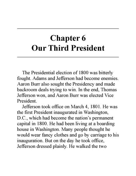 6 Who Was Thomas Jefferson 7 Chapter 6 Our Third President -- 绘本听读宝在线台词全文