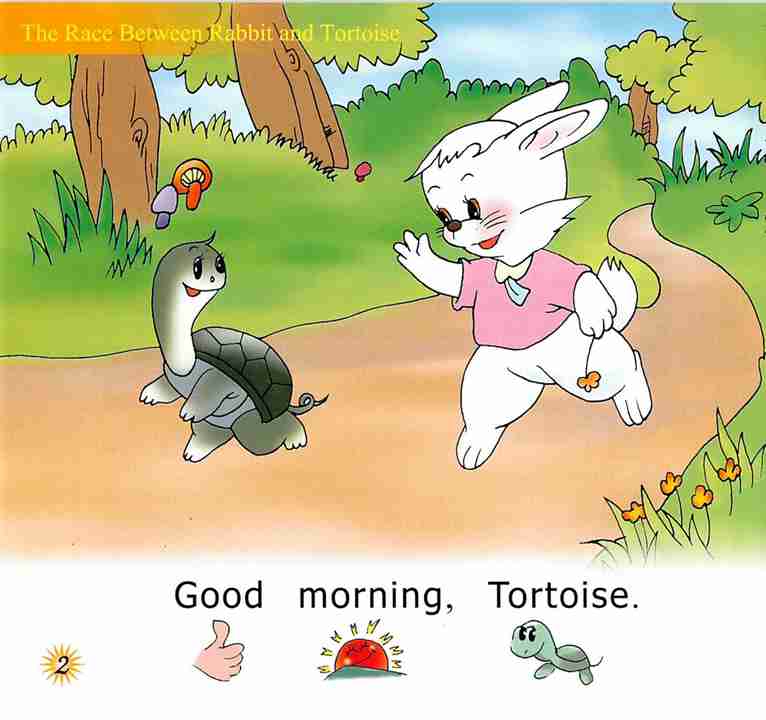 幼儿英语浸入式 12 The Race Between Rabbit and Tortoise -- 绘本听读宝在线台词全文