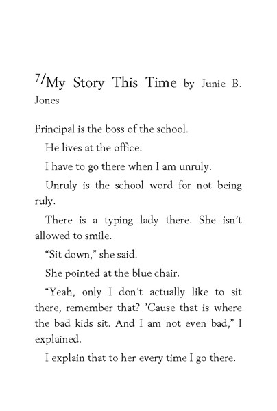 6 Junie B. Jones and That Meanie Jim's Birthday 7. My Story This Time by Junie B. Jones -- 绘本听读宝在线台词全文