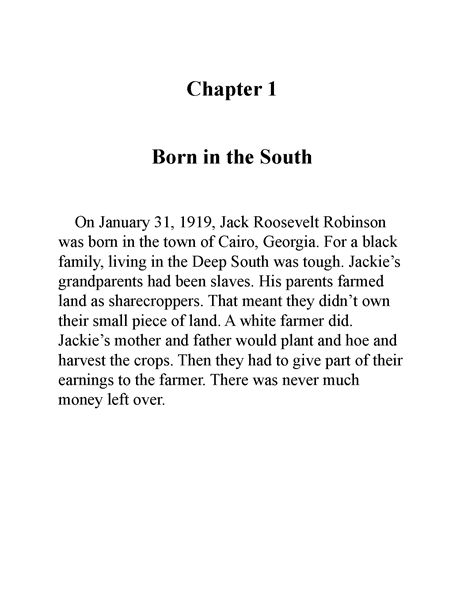 24 Who Was Jackie Robinson 2 Chapter 1 Born in the South -- 绘本听读宝在线台词全文