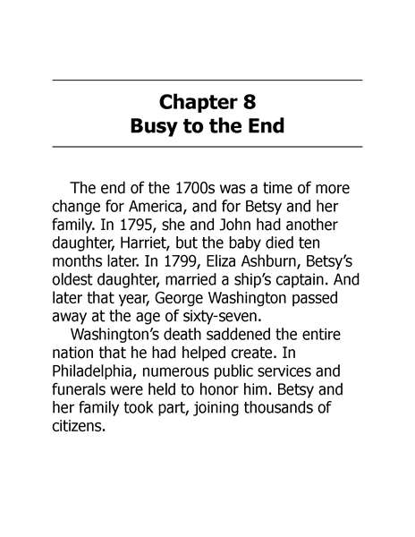 21 Who Was Betsy Ross 9 Chapter 8 Busy to the End -- 绘本听读宝在线台词全文