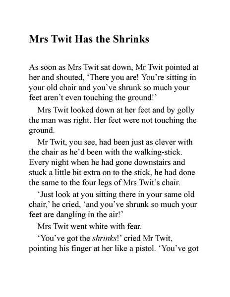 蠢特夫妇 09 Mrs Twit Has the Shrinks -- 绘本听读宝在线台词全文