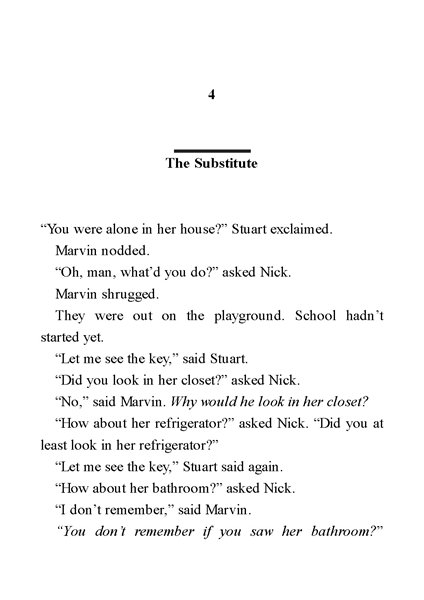 4.Alone in His Teacher's House 4. The Substitute -- 绘本听读宝在线台词全文