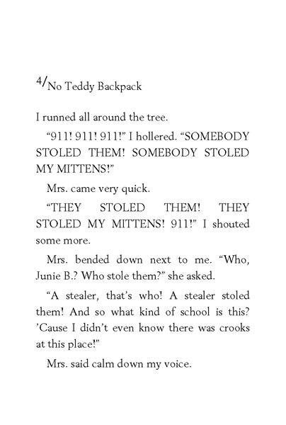 9 Junie B. Jones Is Not a Crook 4. No Teddy Backpack -- 绘本听读宝在线台词全文
