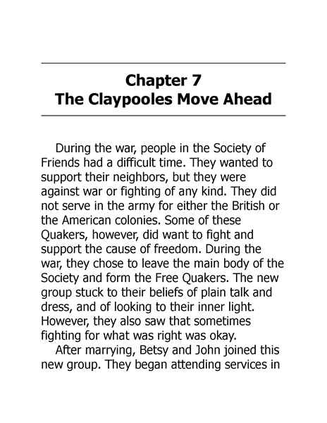 21 Who Was Betsy Ross 8 Chapter 7 The Claypooles Move Ahead -- 绘本听读宝在线台词全文