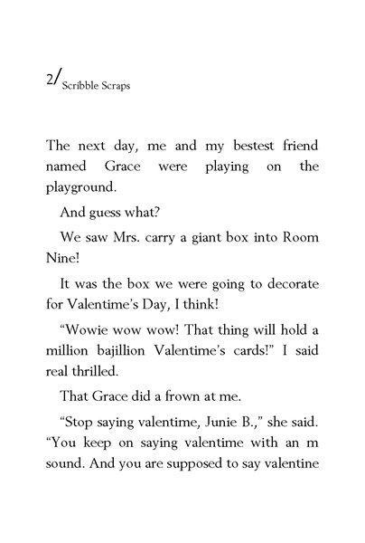 14 Junie B. Jones and the Mushy Gushy Valentine 2. Scribble Scraps -- 绘本听读宝在线台词全文