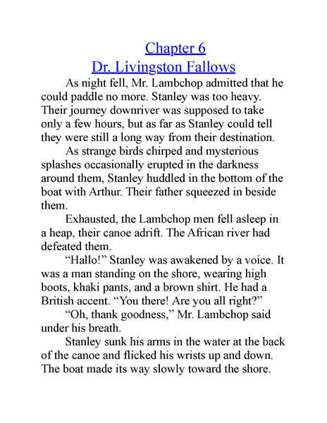 6 The African Safari Discovery 6 Chapter 6 Dr. Livingston Fallows -- 绘本听读宝在线台词全文