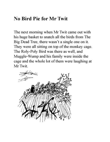 蠢特夫妇 19 No Bird Pie for Mr Twit -- 绘本听读宝在线台词全文