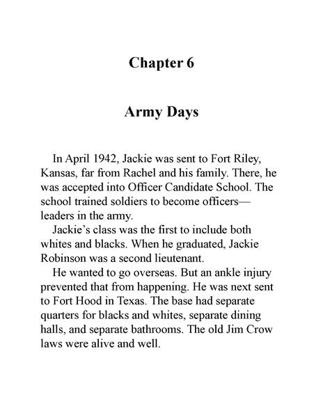 24 Who Was Jackie Robinson 7 Chapter 6 Army Days -- 绘本听读宝在线台词全文