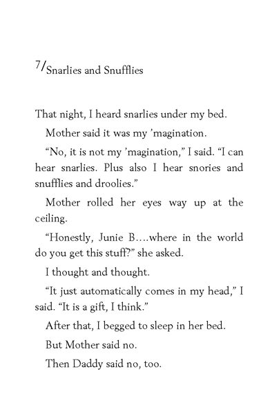 8 Junie B. Jones Has a Monster Under Her Bed 7. Snarlies and Snufflies -- 绘本听读宝在线台词全文