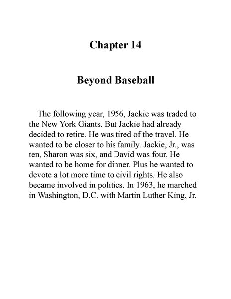 24 Who Was Jackie Robinson 15 Chapter 14 Beyond Baseball -- 绘本听读宝在线台词全文
