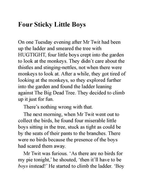 蠢特夫妇 16 Four Sticky Little Boys -- 绘本听读宝在线台词全文